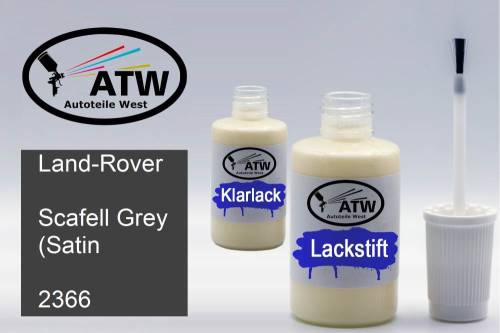 Land-Rover, Scafell Grey (Satin, 2366: 20ml Lackstift + 20ml Klarlack - Set, von ATW Autoteile West.